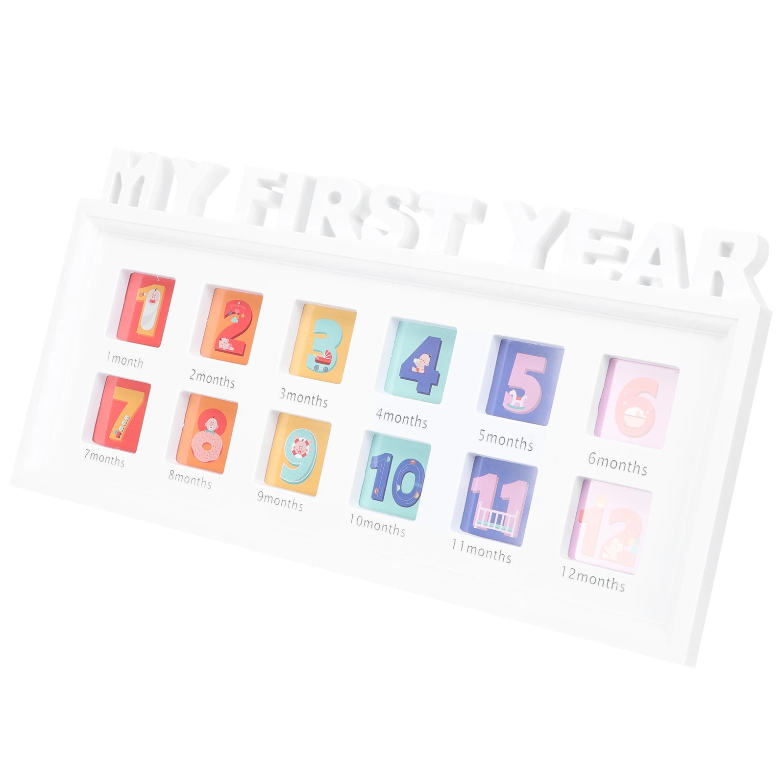 

Children Growth Photo Frame 12 Month Milestone Clip White Keepsake Baby Shower Infant First Year Newborn Girl Picture Decor