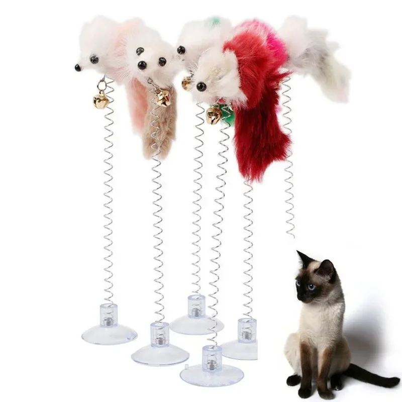 New Cartoon Pet Cat Toy Stick Feather Rod Mouse Toy with Mini Bell Cat Catcher Teaser Interactive Cat Toy Kitten