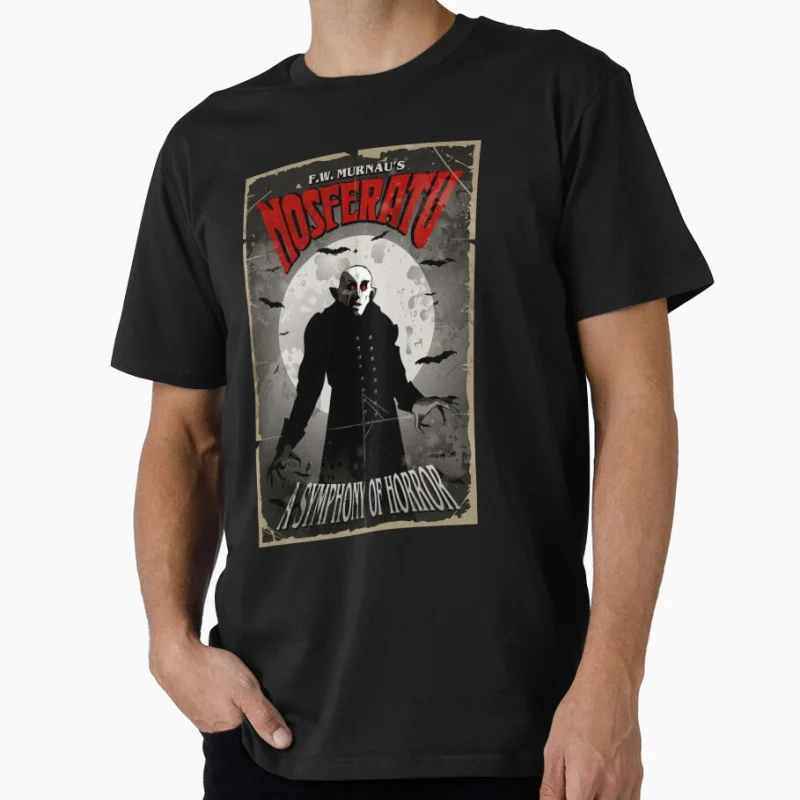 

80s Gothic Horror movie Nosferatu Vampire Scary Halloween Gift T shirt Large size Tops 100% cotton printed Clothes