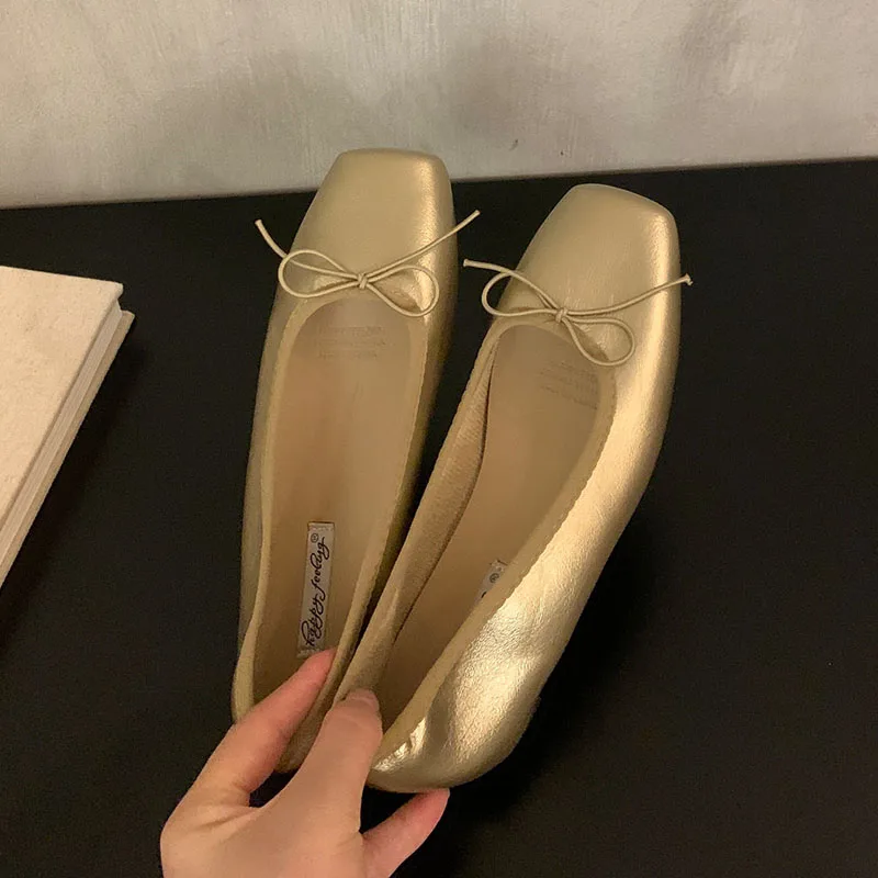 Modische Ballerinas für Damen, höhenverstärkende Slip-On-Schuhe, flache Damenschuhe mit Schleifenknoten, neue Frühlings- und Herbstkollektion. – Detail 14