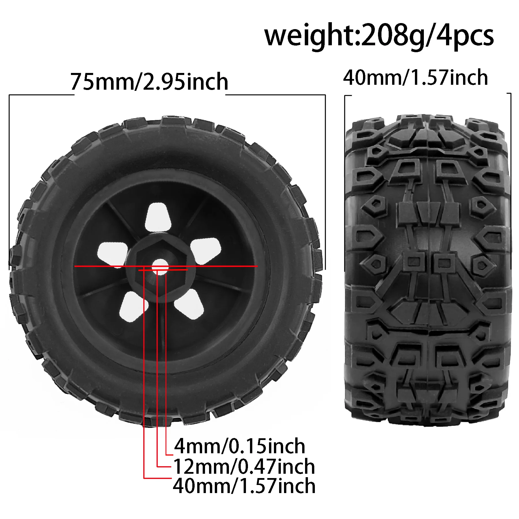 Neumáticos a escala 1/18 para ARRMA TYPHON y GRANITE GROM: neumáticos Monster Truck, neumáticos Mini Granito