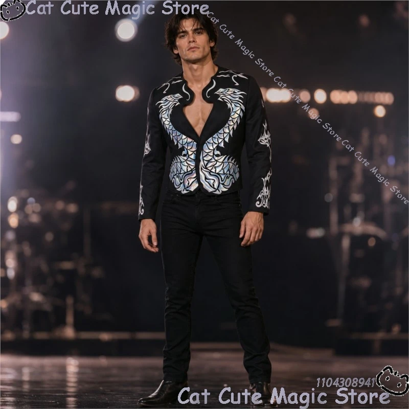 

Dangerous Michael Star Jackson Cosplay concert Costume Stage Performance Uniform Black Coat Man Clothes Christmas Halloween Cos
