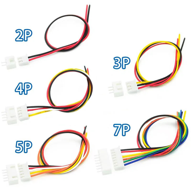 5PCS XH2.54-2P3P4P5P7P Single header cable with straight pin socket 20cm long 26# cable