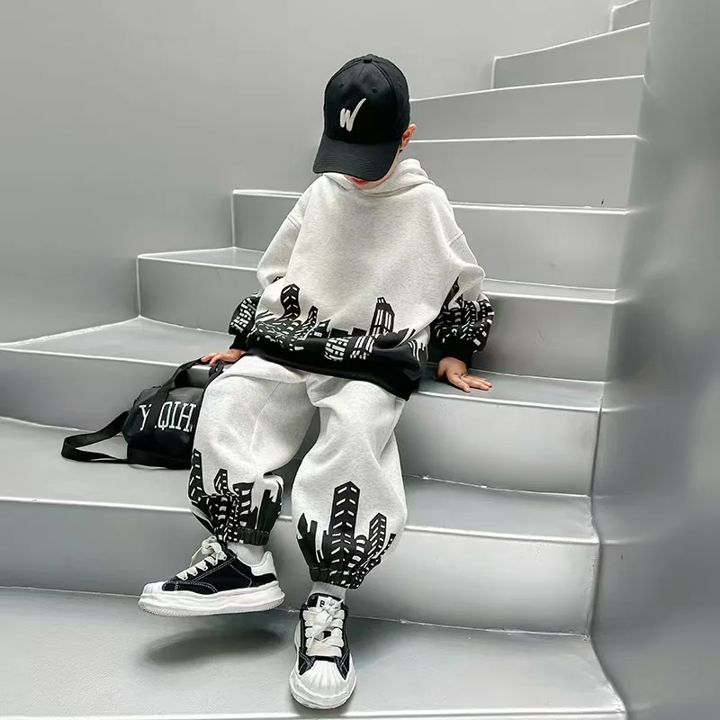 Teen Boys Sweatshirts +Trousers Cotton Kids Sport Suits 2PCS/Set New Loose Winter Autumn School Plus Size Outfits Children Sets