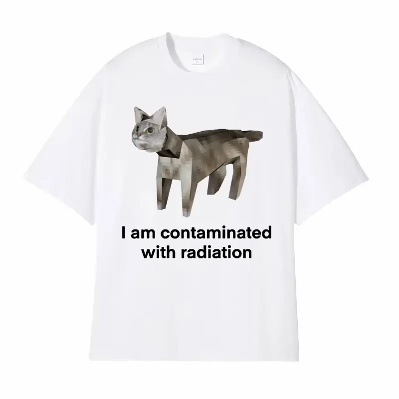 J'ai été contaminé par des chemises de mémoire de chat intéressantes, t-shirts décontractés à la mode humoristique, t-shirts à manches courtes larges