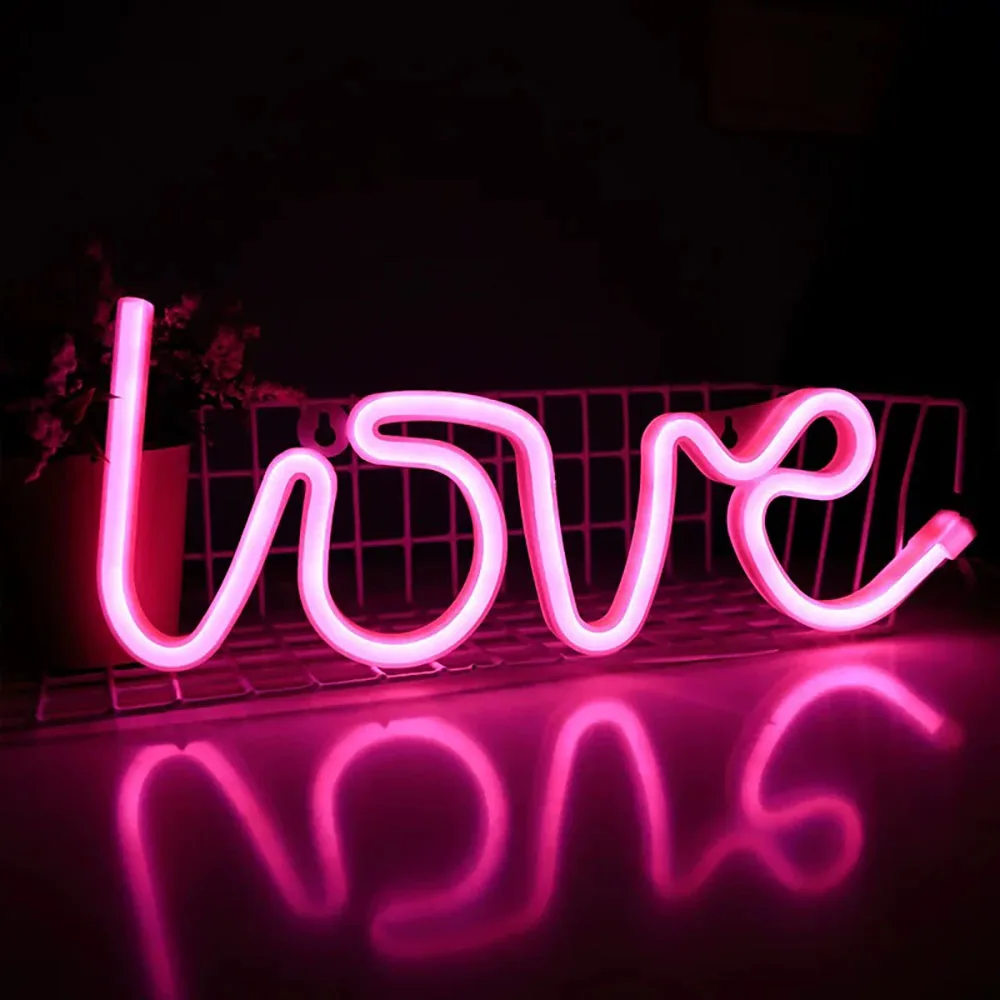 Love Neon Light Valentine's Day Confession Romantic Decoration LED Night Light USB Battery Box Dual purpose, with Hanging Hole