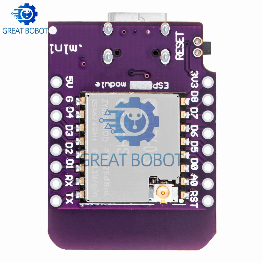 CH340G Type-C D1 Mini ESP8266 NodeMCU Lua WiFi Board Compact IoT Module ESP-07 ESP-07S Replacement