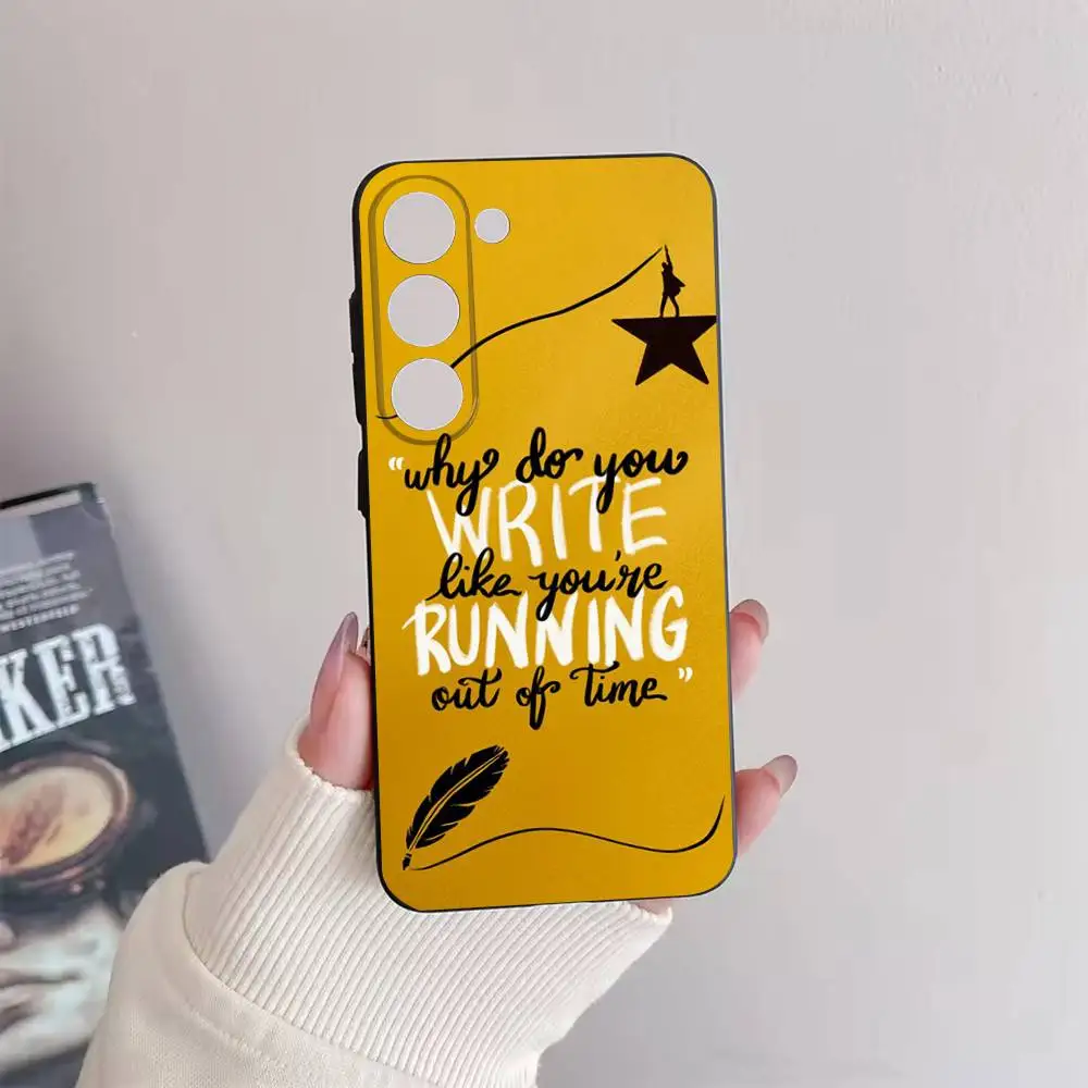 Capa de telefone musical hamilton para samsung galaxy a73,72,51,53,52,71,22,5g, nota, j7,8,9 capa preta macia