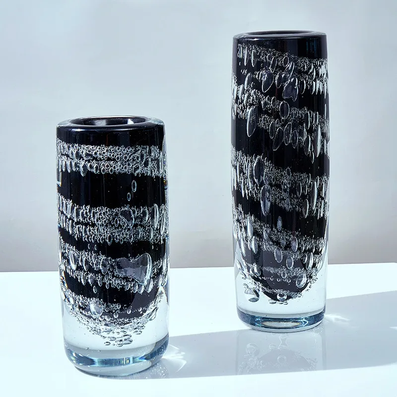 Nordic style creative black bubble pattern glazed vase home villa hotel model room handmade glazed vase