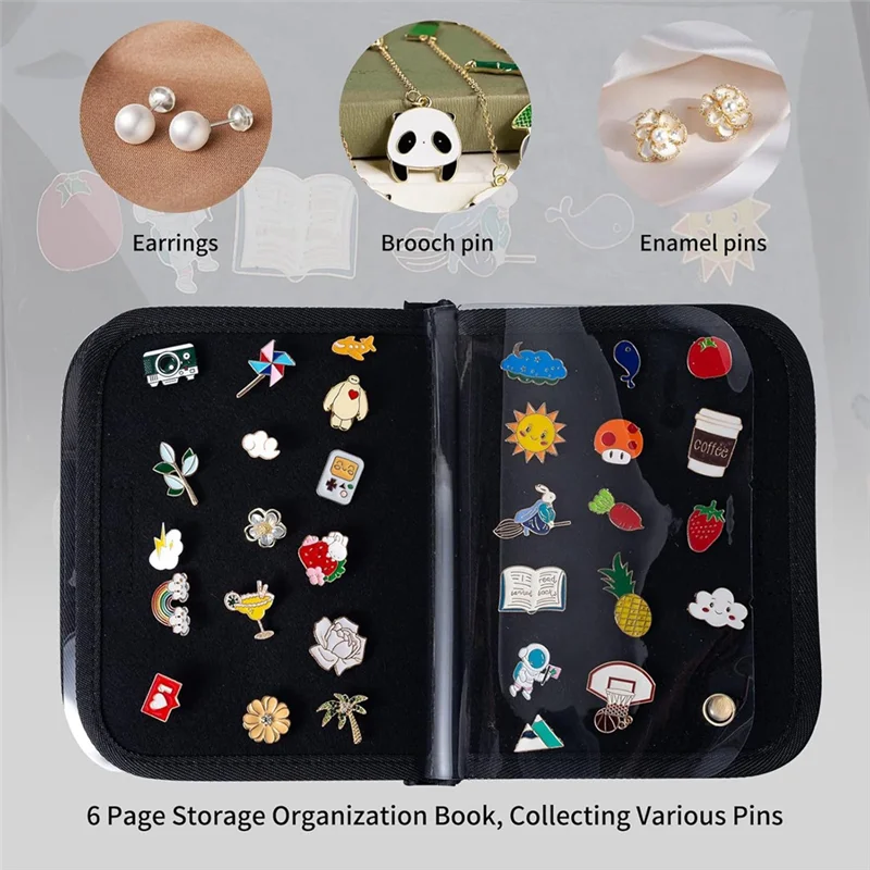 

ABKY-6 Page Portable Enamel Pins Display Album Case Pin Trading Books For Collector Handle Travel Pin Holder