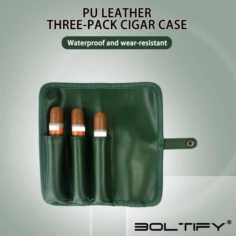 

2026 Portable Three-pack cigar case PU Leather Case Storage Bag Waterproof and Wear-resistant Business Gift Smoking Accessories