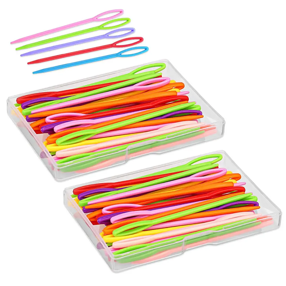 

2 Boxes High-Grade Straight Yarn Needles for Knitting Sewing Darning Large Eye Curved Tip Seamless Stitching Sweater DIY Craft