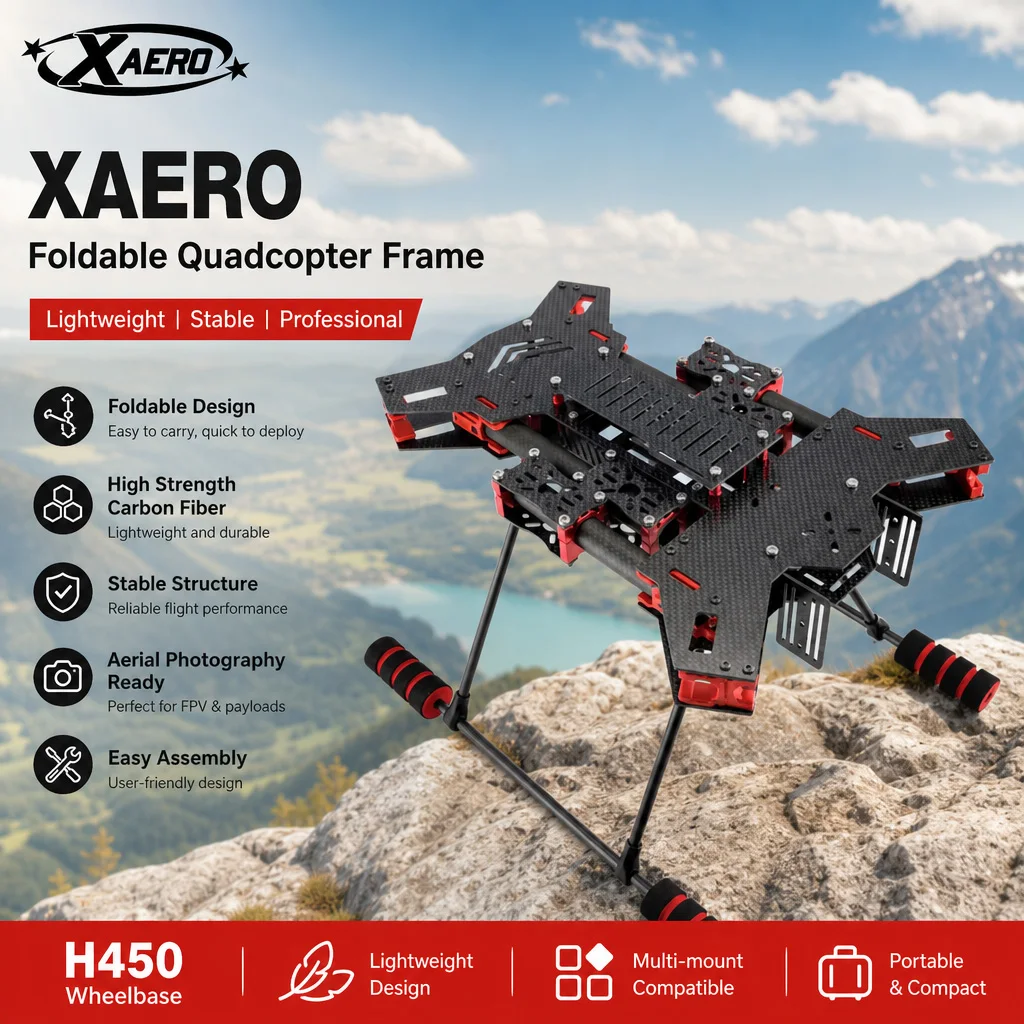 

JMRRC H4 450 H450 H680mm Quadcopter Foldable Frame Light Payload Fixed Mount for Aerial Photography Drone