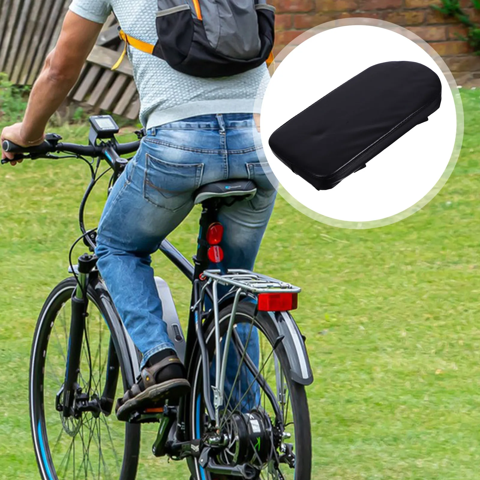 

Mountain Bike Seat Cushion Black Artificial Thickened Rear Saddle Bicycles Seats Accessories Rack Comfortable Bike