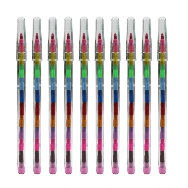 10/24Pcs Stacking Buildable Kids Stackable Colouring Pencils Set