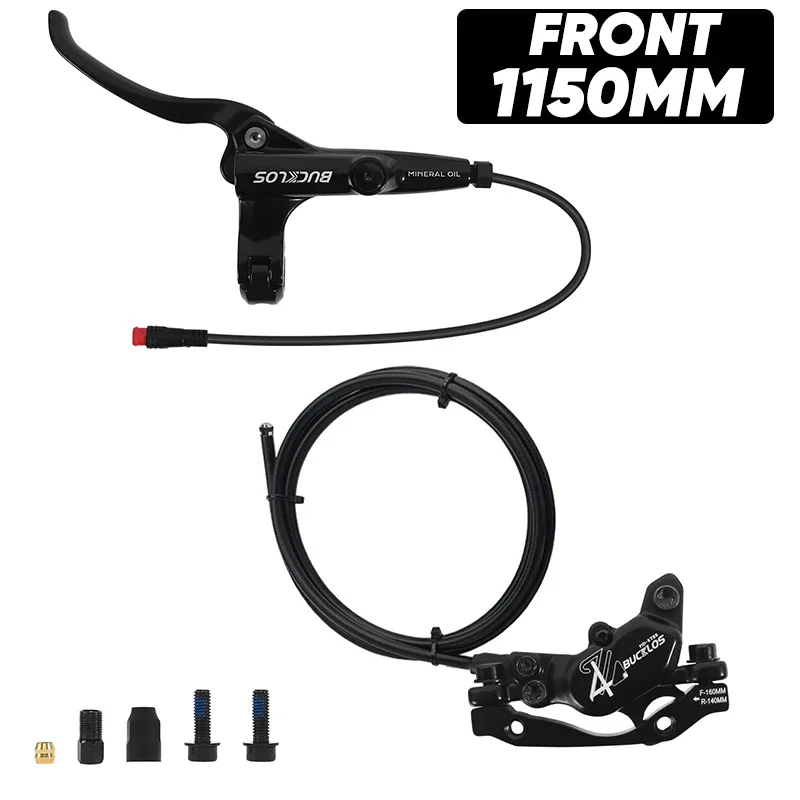 BUCKLOS Power Off Bike Brake 4-zuiger E-Bike hydraulische rem 1150mm 1950mm MTB racefiets schijfrem voor elektrische scooter fiets