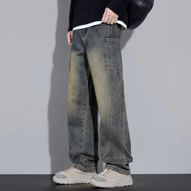 Men's Autumn and Winter New American Style Trendy Jeans with Straight Pockets and Versatile Blue Jeans in Three Colors To Choose
