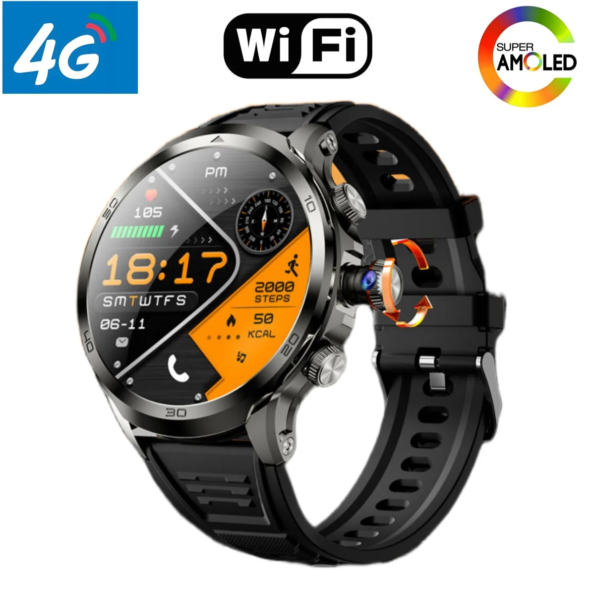 

NEW Arrival 4G Full Netcom Android Smartwatch 1.95 inch Amoled Spherical Screen 256GB Storage GPS WIFI Download Smart Watch H19