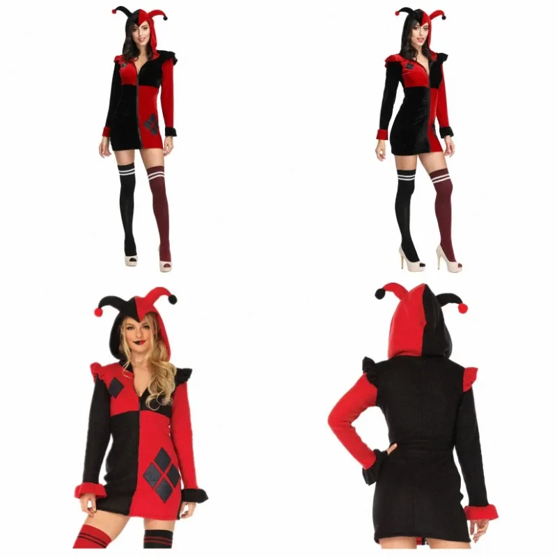 Halloween Color-Block Clown Cosplay Festival Funny Circus Masquerade Ball Carnival Purim Stage Performance Costume
