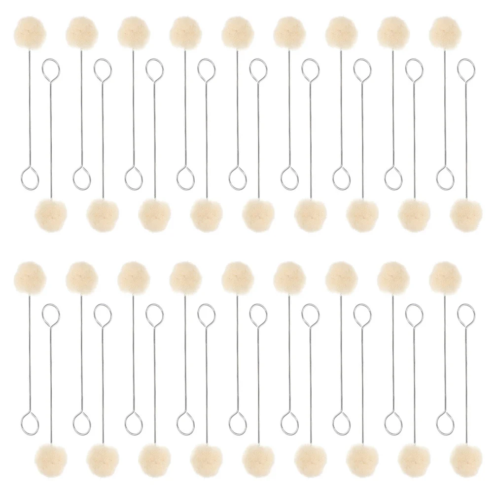 

40pcs Leathercraft Tools Wool Ball Applicator Long Handle Dyeing Wool Daubers For Dye Gluing Diy Handicrafts Metal