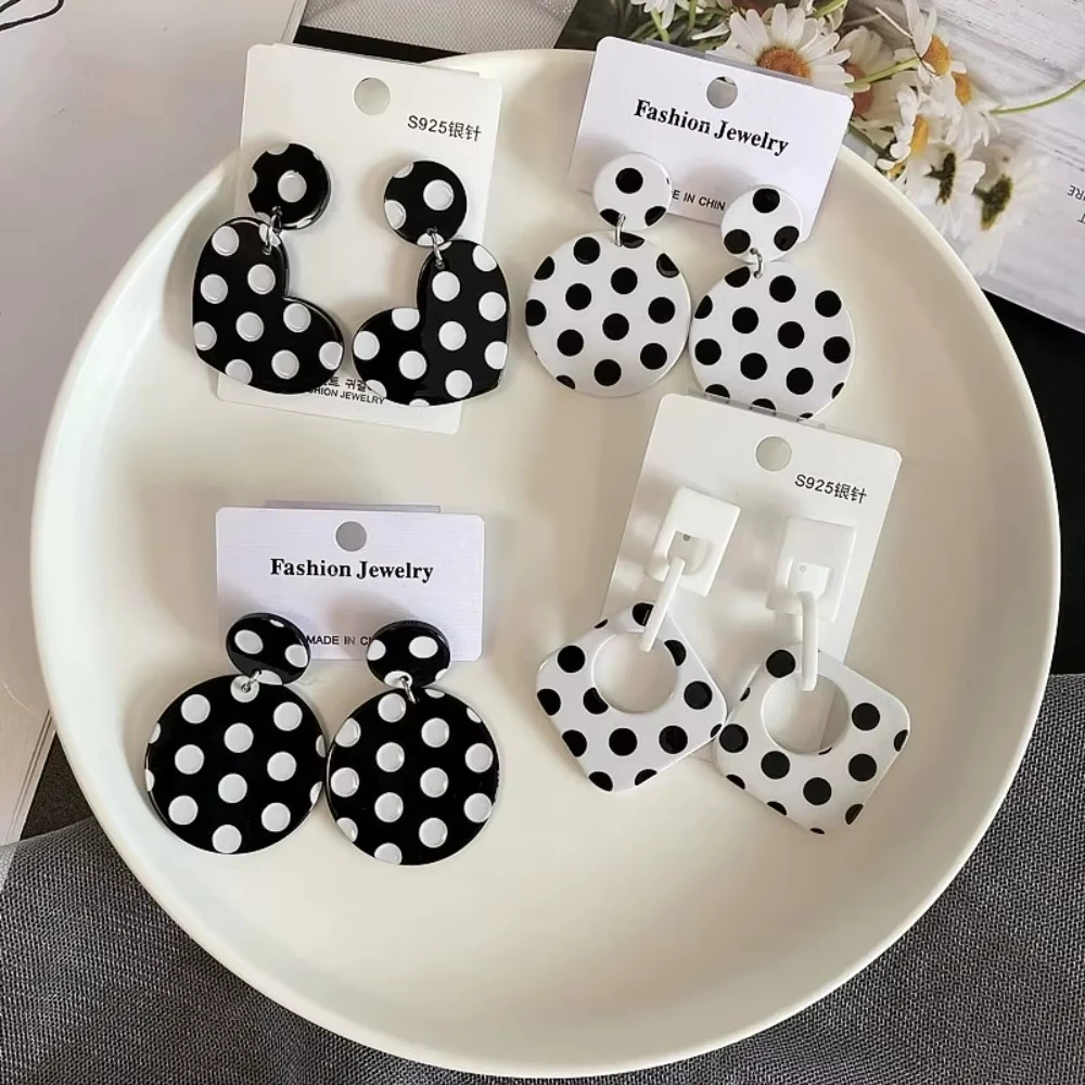 Women Accessories Dropshipping - Retro Geometric Polka Dot Round Acrylic