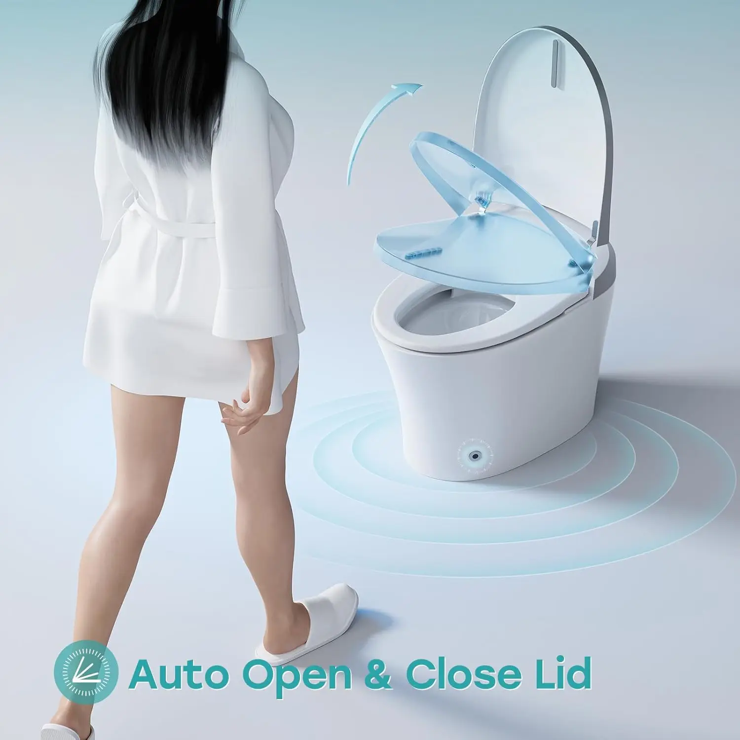 Smart Toilet Auto Open/close Lid, Bidet Toilet with Comfort Height Heated Seat,  Deodorizer, Dual Flush Tankless Toilet 1/2.7GPF