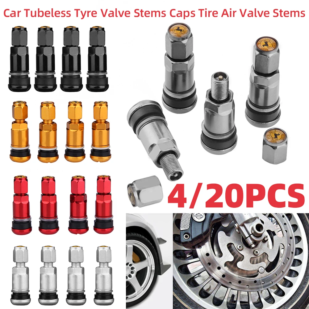 4/20Pcs Auto Tubeless Tire Valve Stems Dust Caps Car Tire Air Valve Wheel Stems Automotive Replacement Parts