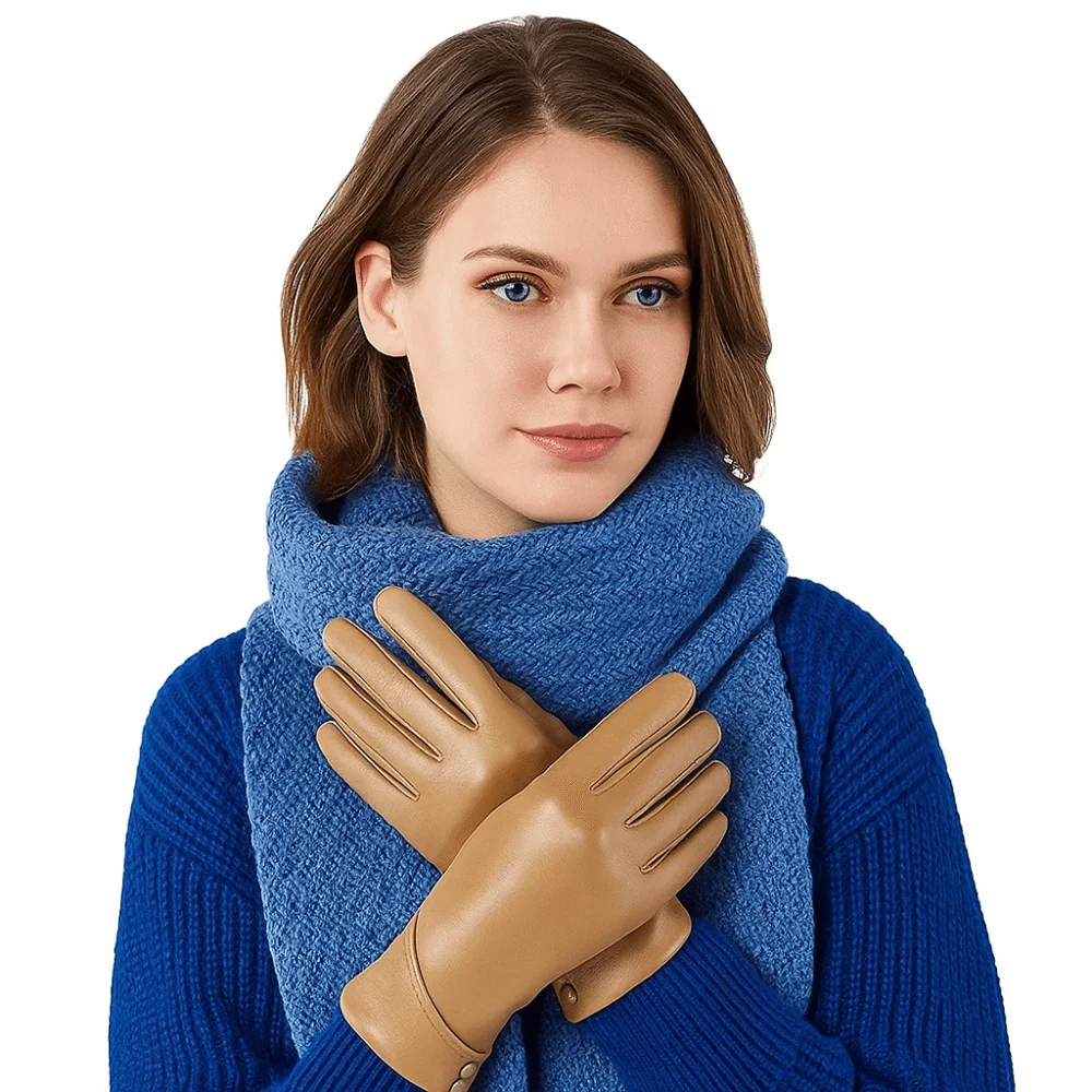 

Винтажные однотонные перчатки-митенки из искусственной кожи на пуговицах для женщин, теплые, ветрозащитные, с сенсорным экраном, зимние