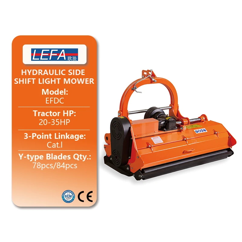 Lefa Agricultural 3-Point Hitch 20-30Hp Tractor Hydraulic Edge Mulcher Tractor Mounted Flail Mower