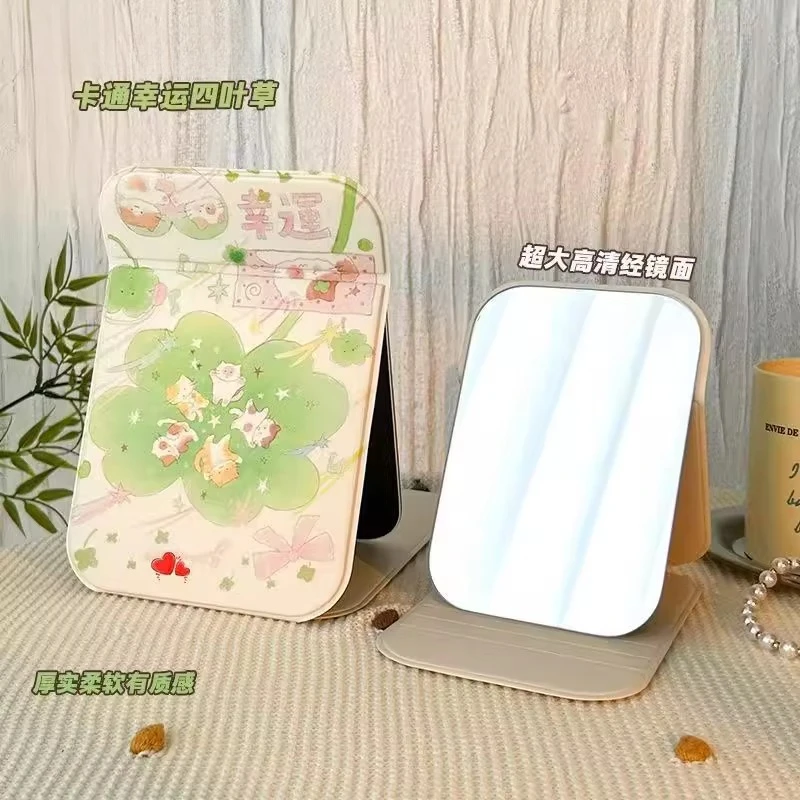 Makeup mirror Portable high definition folding handheld mirror Student dormitory desktop makeup mirror Beauty