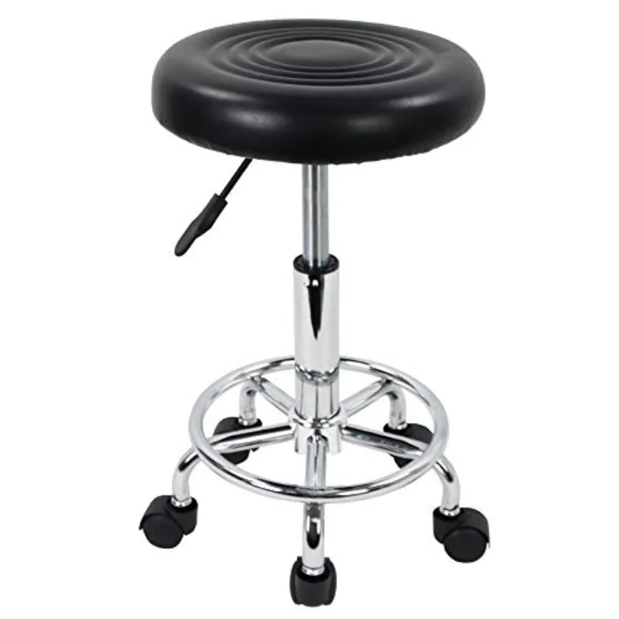 

PU Leather Modern Round Rolling Stool with Footrest Height Adjustable Spa Drafting Salon Tattoo Work Massage Stools Task Chair