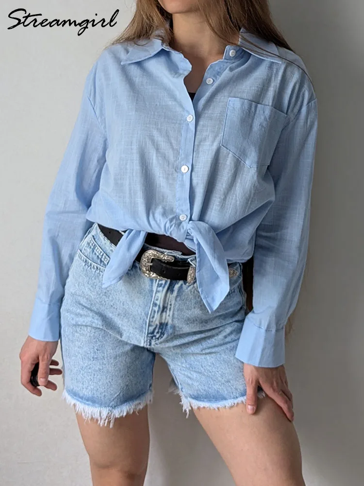 

Summer Loose Cotton Linen Shirts For Women Thin Elegant Long Sleeve Tops White Oversized Women Sunscreen Shirts Office Wear