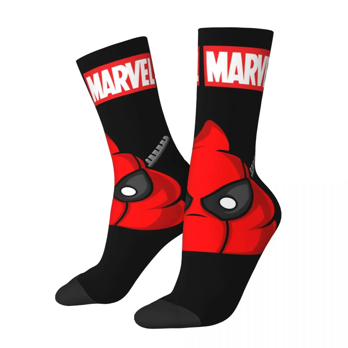 Funny Deadpoop Sock for Men Hip Hop Vintage Marvel X-man Deadpool & Wolverine Happy Seamless Pattern Printed Boys Crew Sock