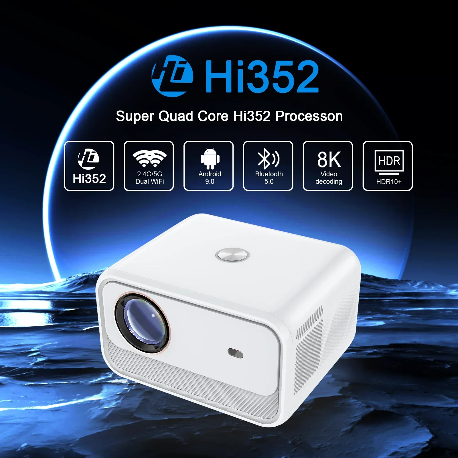 4K Projector with WiFi and Bluetooth Portable Projector Compatible with Phone/Laptop/TV Stick/PS5