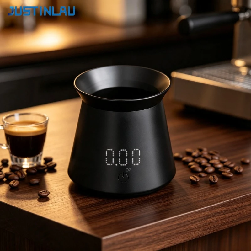 JUSTINLAU 0.1g High Precision Coffee Scale Waterproof Electronic Coffee Scale Digital Coffee Bean Dosing Cup for Solids& Liquids