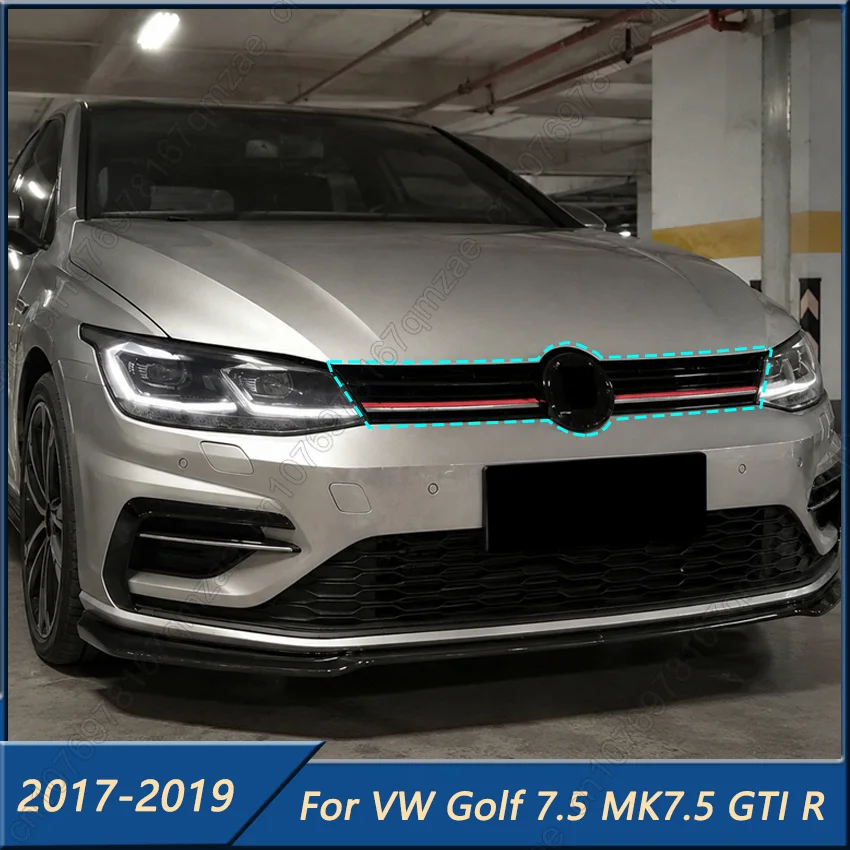 R Style Car Front Bumper Grille Grills With/Without Light LED For Volkswagen VW Golf 7.5 MK 7.5 GTI R 2017 2018 2019