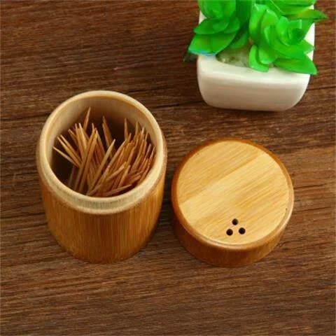 Innovative Bamboo Wooden Toothpick Holder for Hotels Coffee Shops Home Use Toothpick Box Creative Design Storage Container