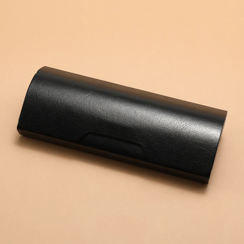 

New minimalist leather cosmetic bag with flip-top cover, stylish eyewear hard-shell storage box