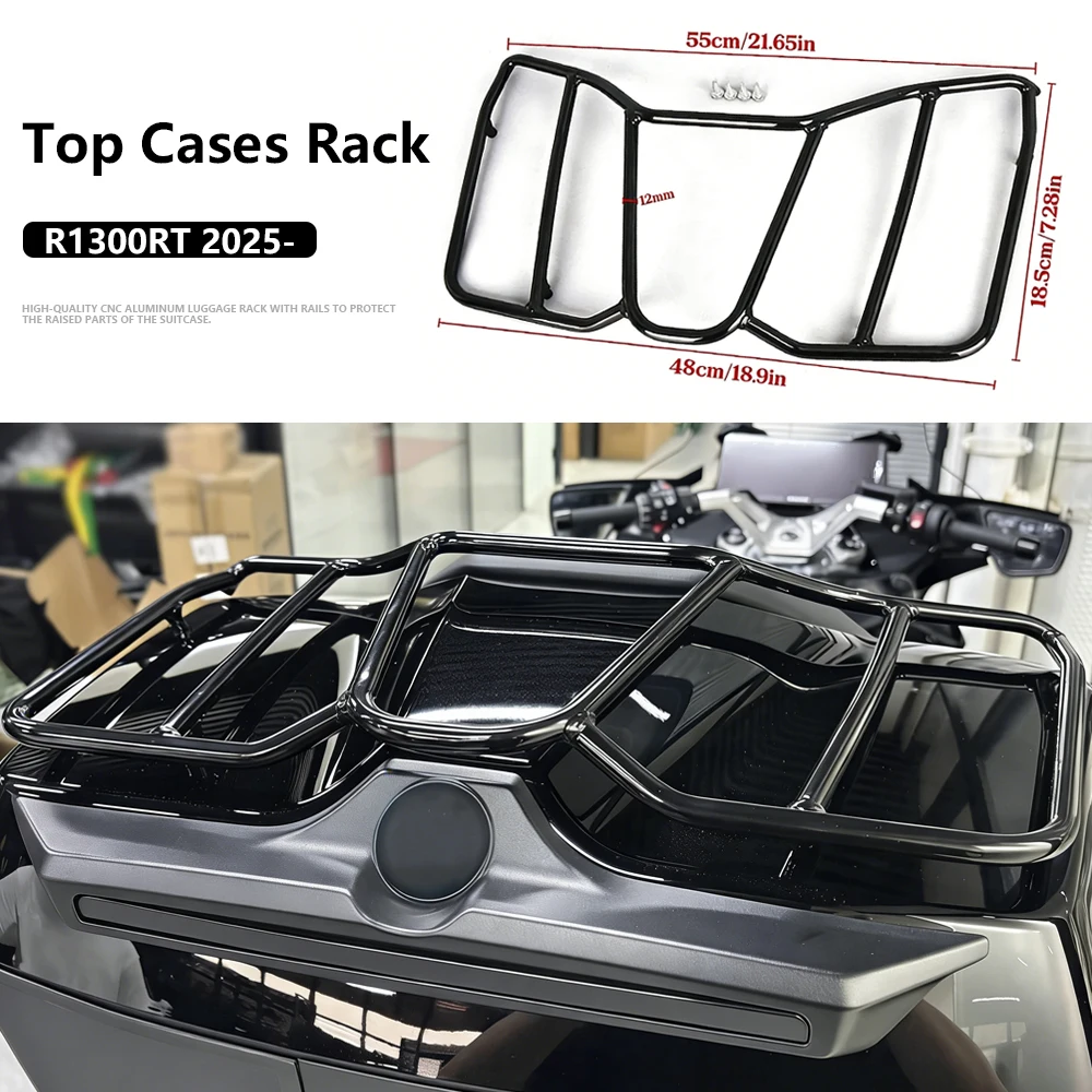 

For BMW R1300RT r1300rt 2025 R1300 RT 2026 Motorcycle Black CNC Aluminum Tour Pack Trunk Luggage Top Rack Rear Top Case Carrier