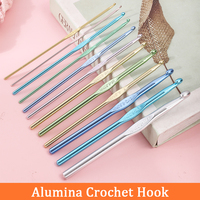 KOKNIT 1pcs or 12pcs Aluminum Handle Crochet Hooks Knitting Stitching Weaving Crocheting Needles DIY Multicolored Sewing Tools