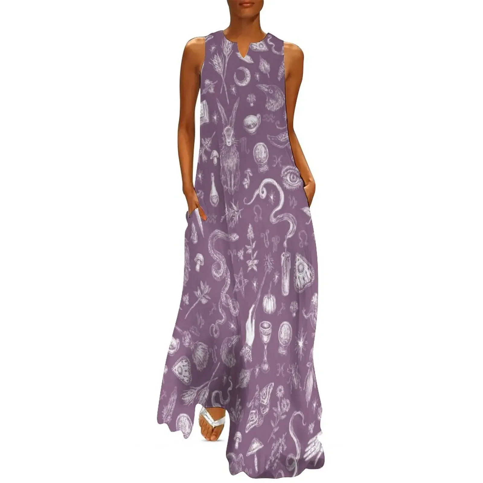 

Purple Salem Witch Long Dress festival outfit women loose women's dress Woman clothes Dress