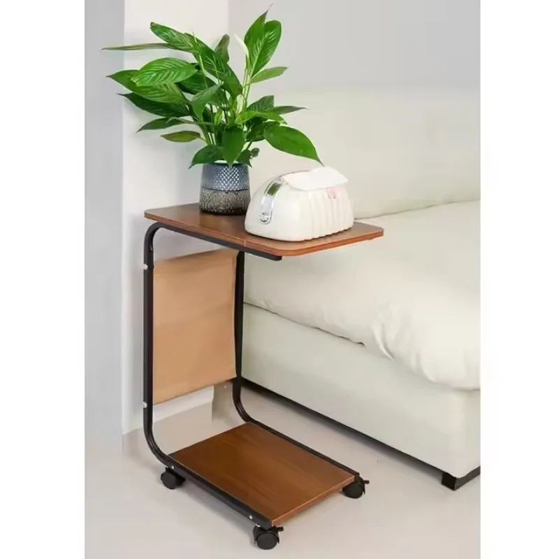 خزانة بجانب السرير لغرفة النوم من الخيزران البسيط الحديث مع عجلات متحركة وطاولة جانبية صغيرة لغرفة المعيشة ورف تخزين لوحة خشبية #5