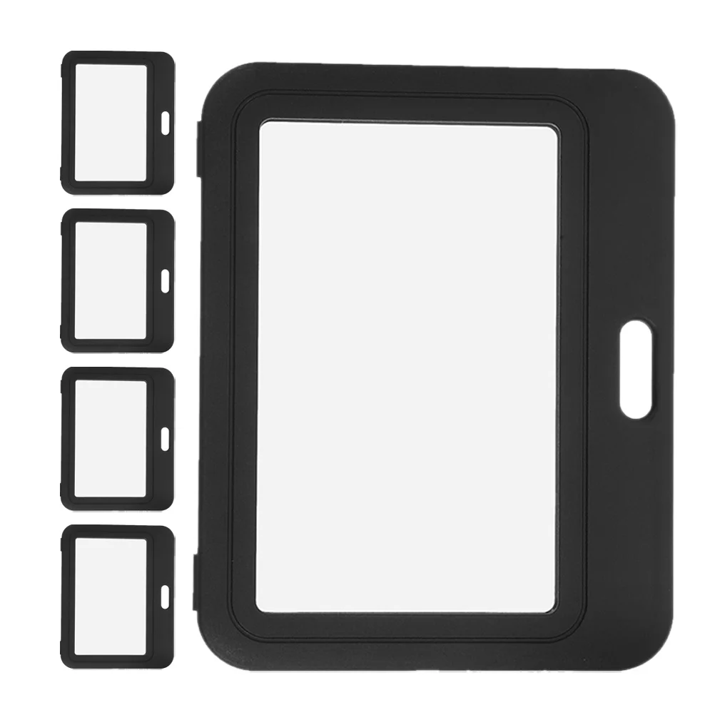 

5Pcs Transparent Card Holder Black Plastic Double-Sided Flip Design Id Badge Protector for Office School