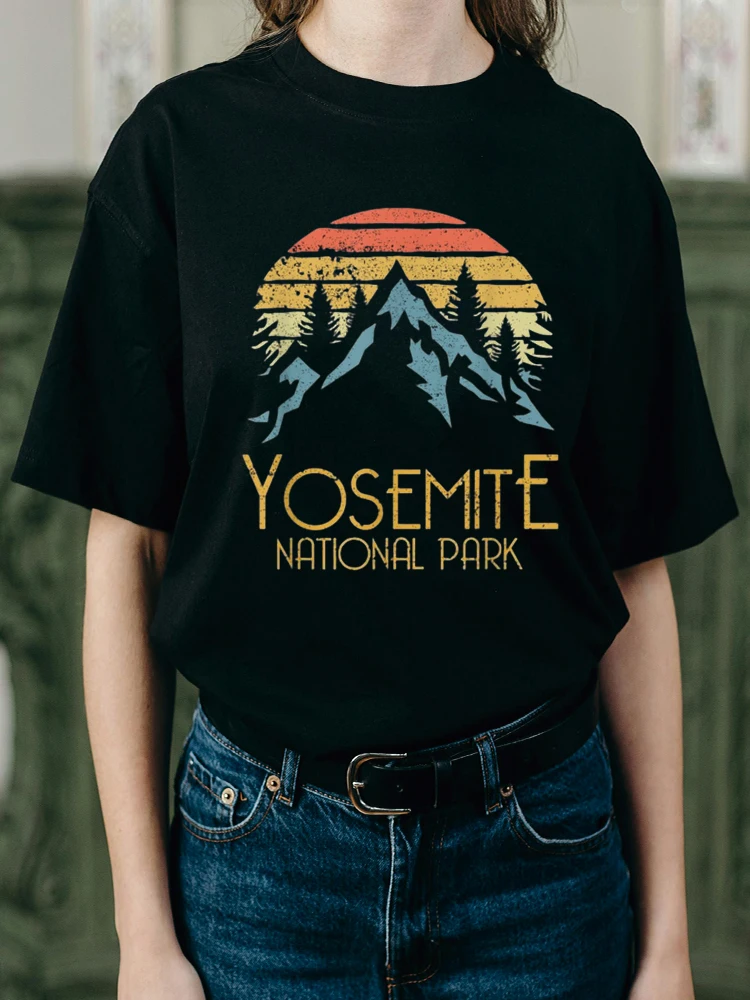 Vintage Yosemite National Park California T-Shirt Fathers Day Fashion Clothing Short Sleeve Tops Print Tee For New Summer 2024