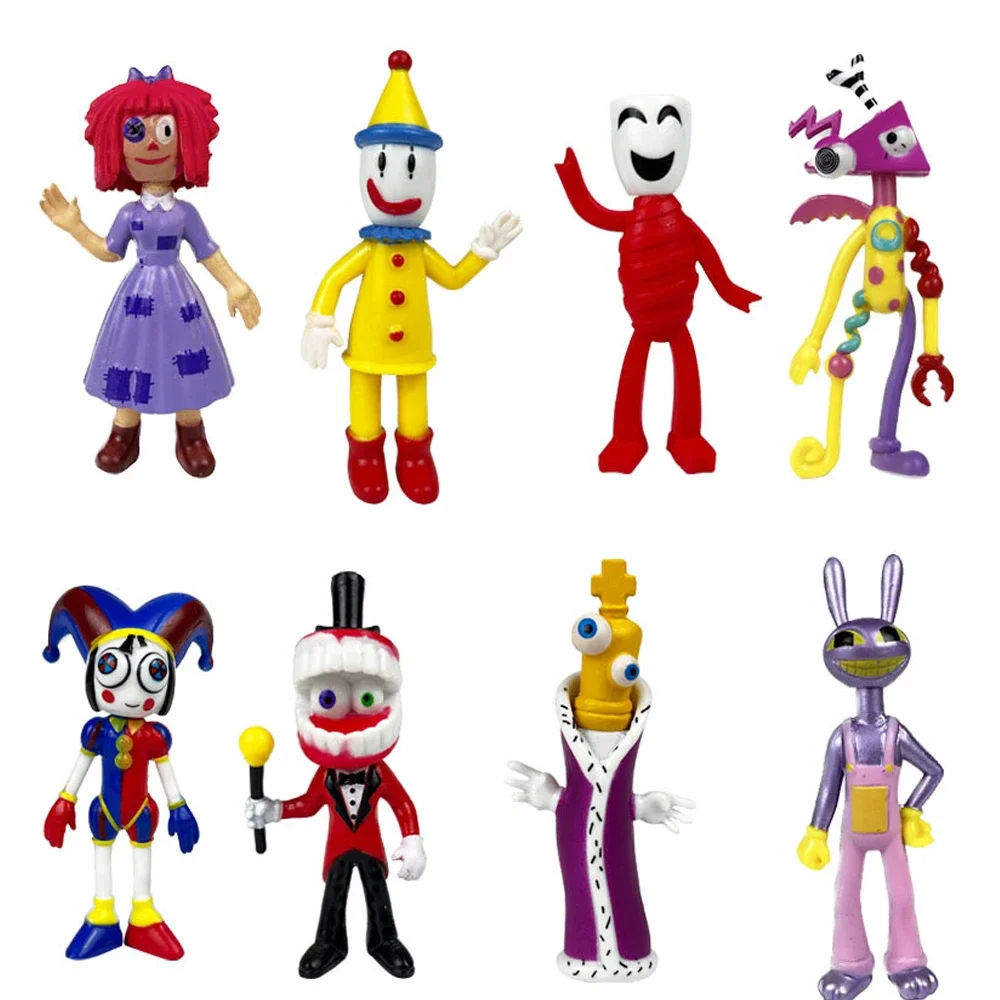 Incredible children's digital circus action characters, anime action characters, Jax Ragatha Pomni, cartoon characters, children