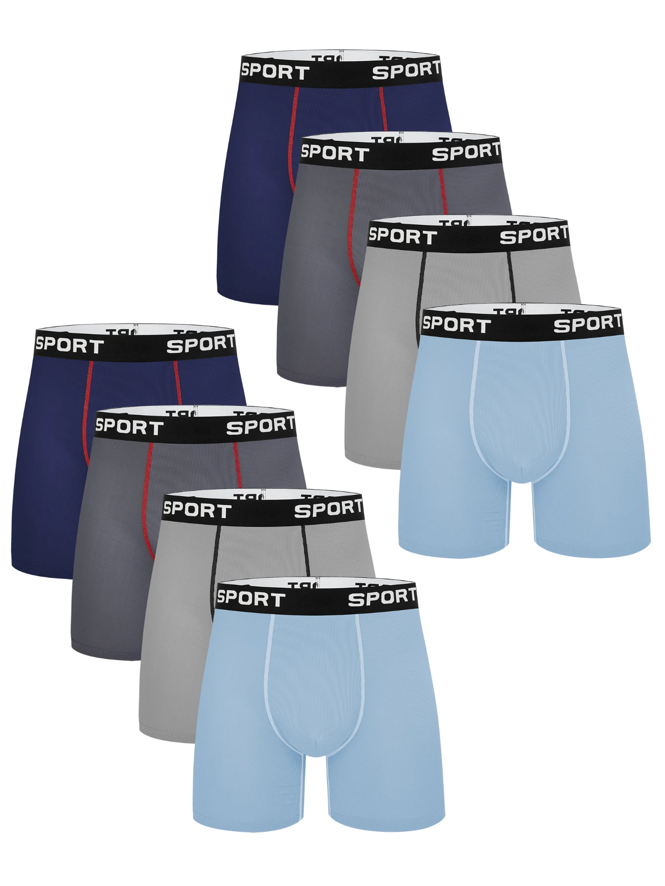 8PCS Celana Dalam Pria Pinggang Sedang Elastis Tinggi Model Sporty Celana Pendek Nyaman Polos Anti Jamur Celana Dalam Panjang Pria