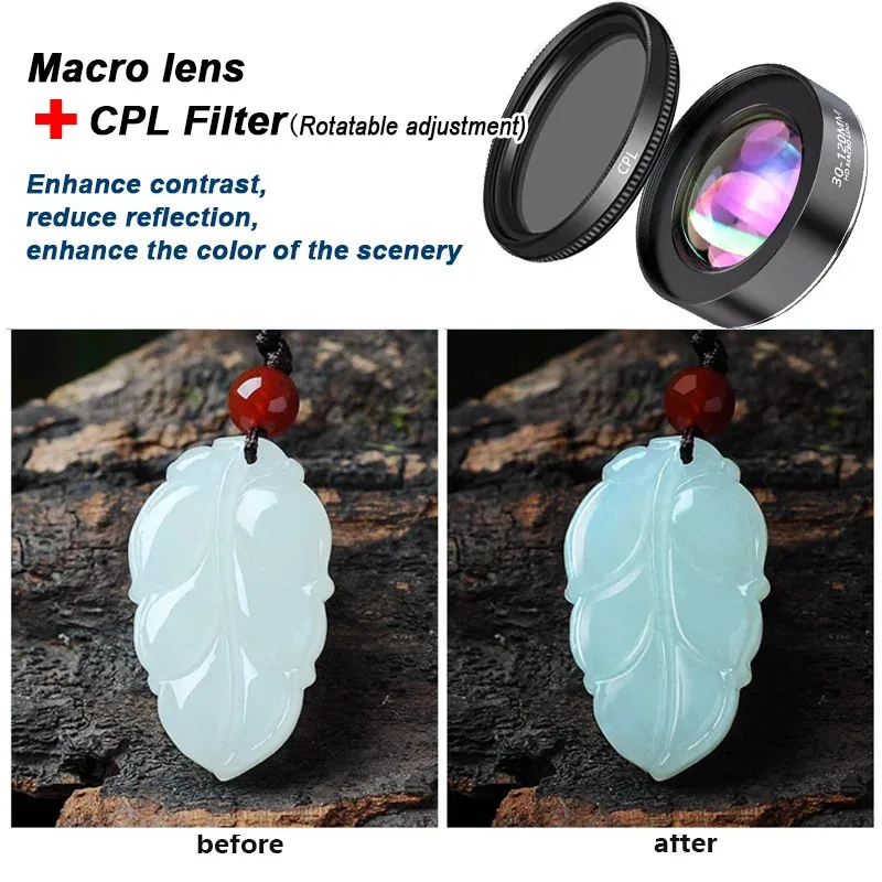 5K HD Professionele 10x macrolens Super Macro met universele clip voor iPhone Samsung HUAWEI XIAMI