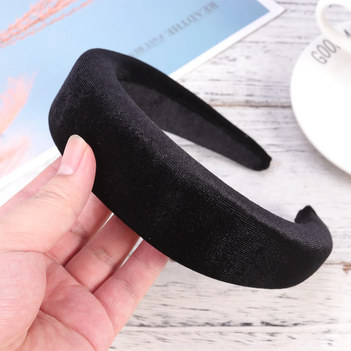 

Sponge Hair Hoop Solid Color Black Cloth Hair Band Elegant Headwear for Women Party Celebration Christmas Birthday