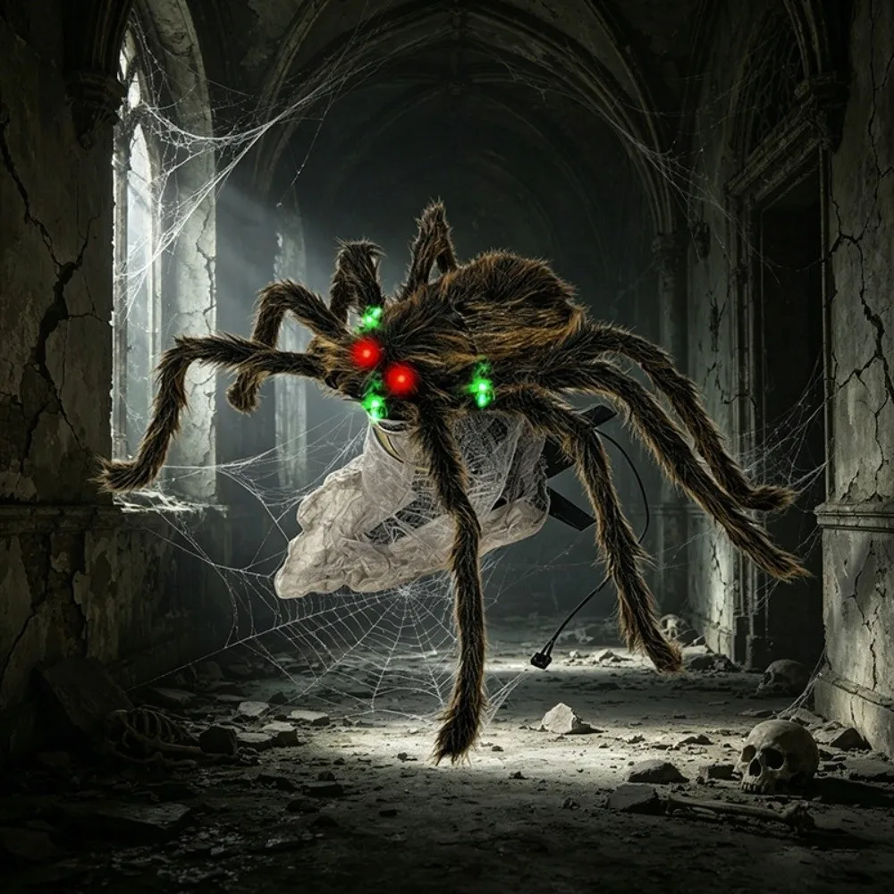 scary-halloween-giant-spider-bendable-legs-realistic-plush-plush-spider-artificial-red-eyes-bar-decorative-props-indoor-party