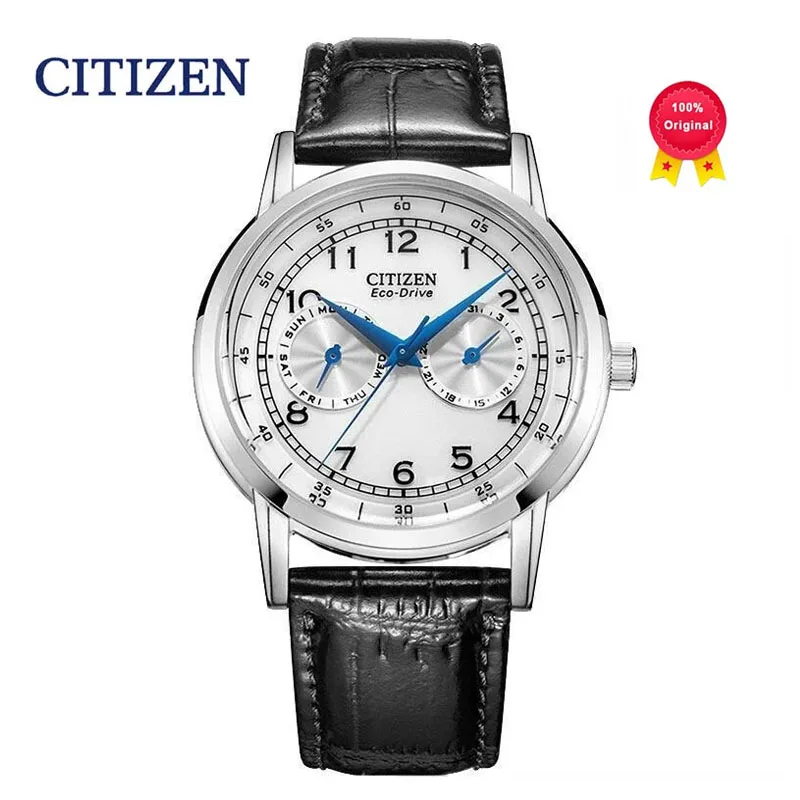 Citizen-Reloj de piel auténtica para hombre, pulsera de hora automática, estilo Retro, informal, con aguja azul pequeña, a la moda, Original, AO9003